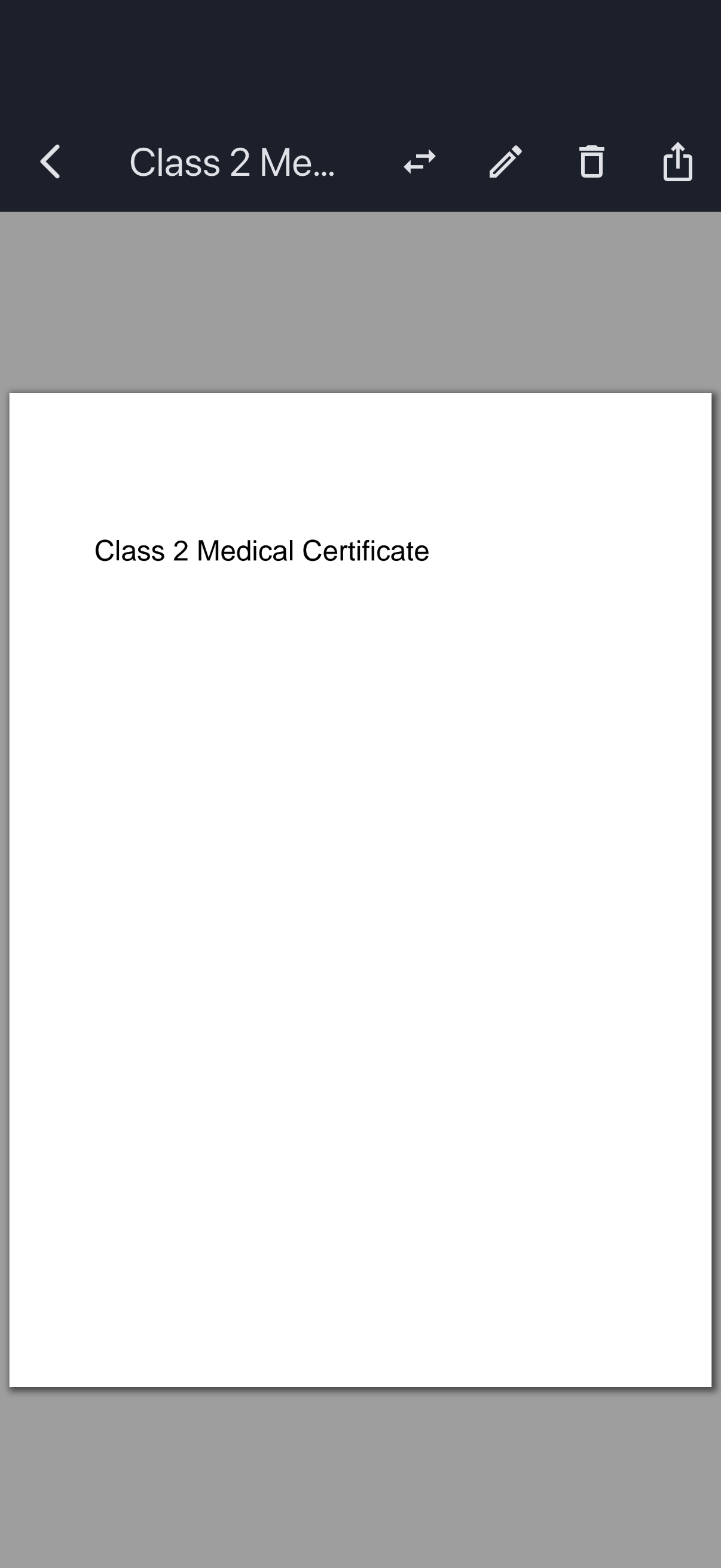 The My documents Medical tile and the medical open in the document viewer, with Delete on the toolbar