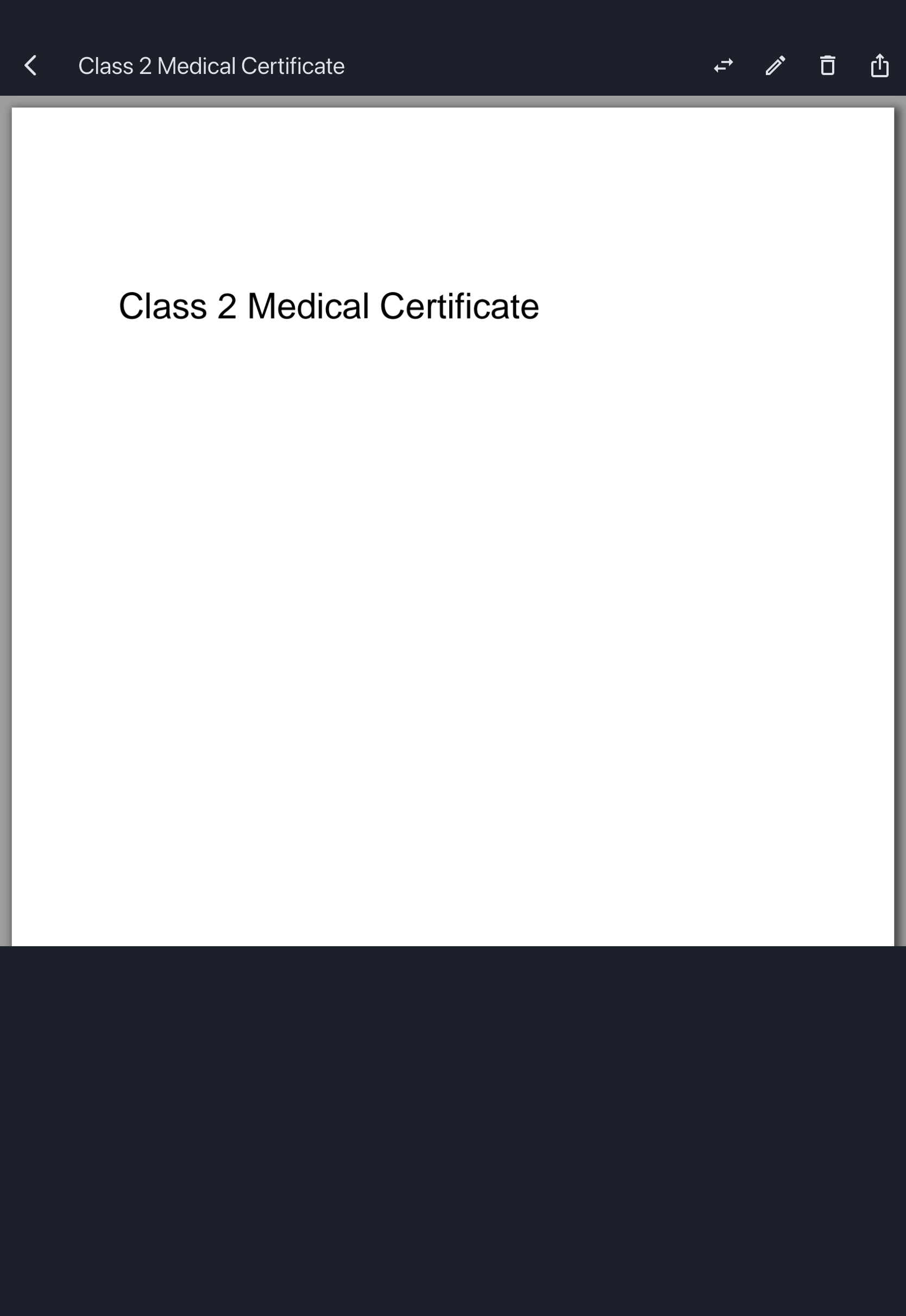 The My documents Medical tile and the medical open in the document viewer, with Delete on the toolbar