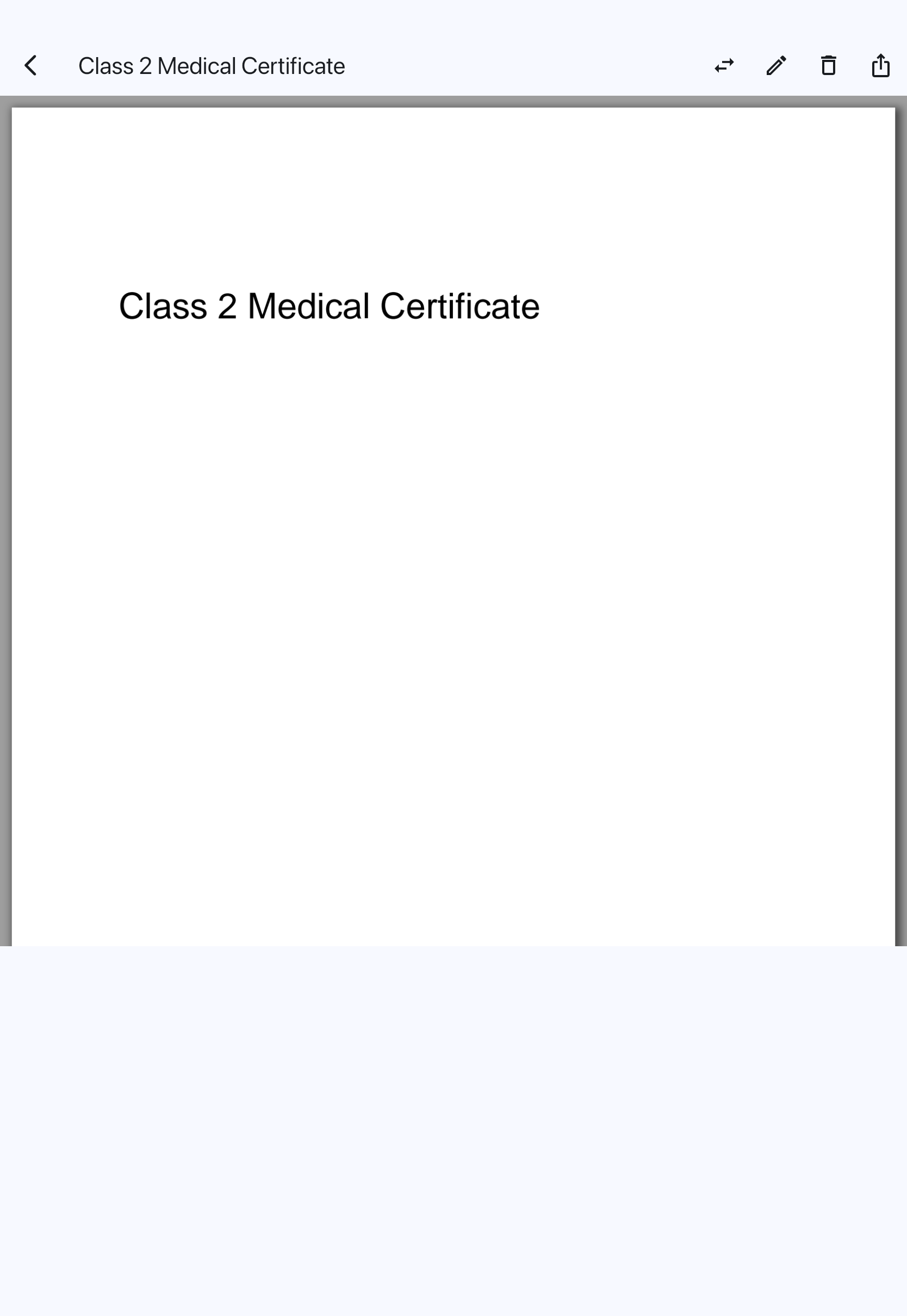 The My documents Medical tile and the medical open in the document viewer, with Delete on the toolbar